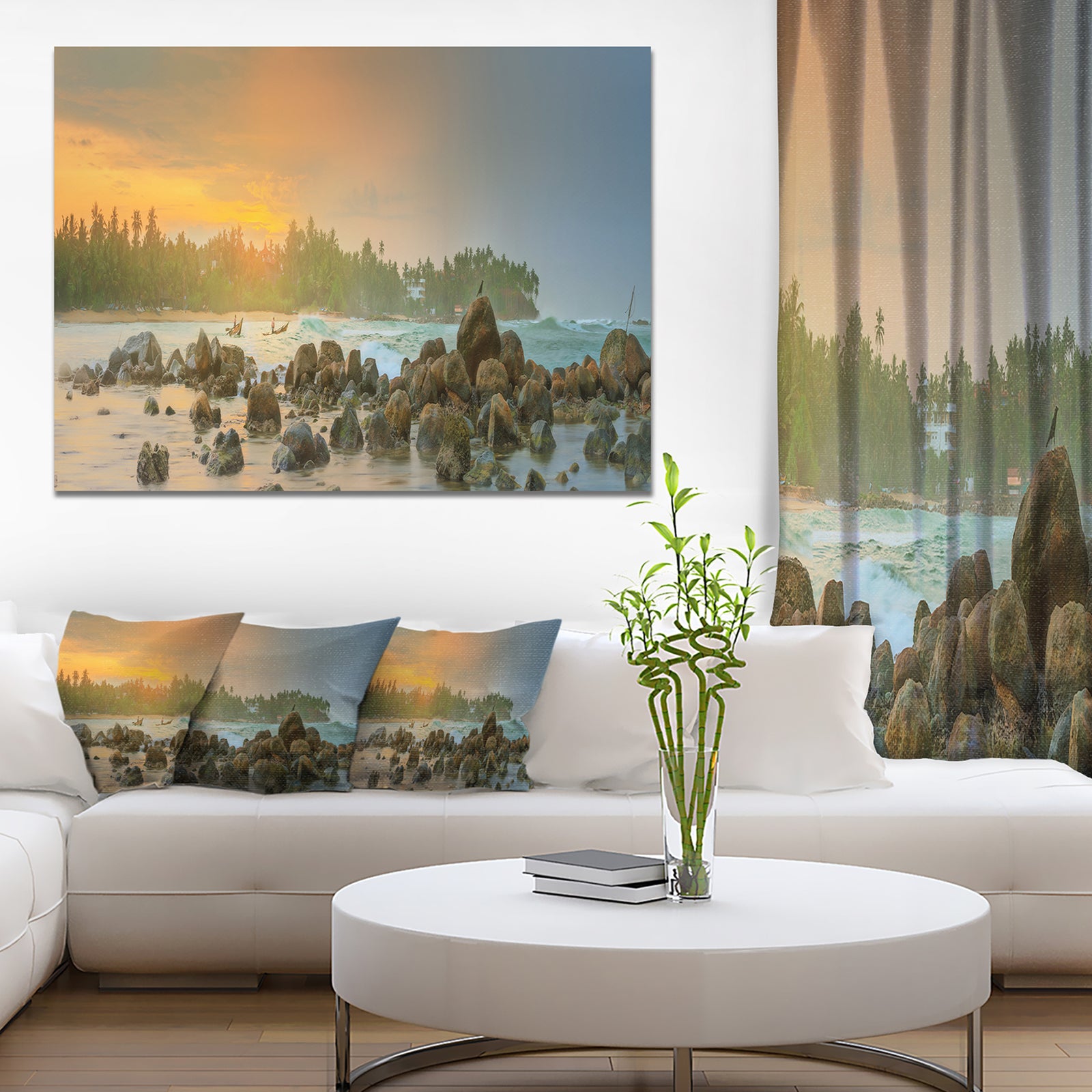 Untouched Tropical Beach Panorama - Extra Large Landscape Canvas Art Print
