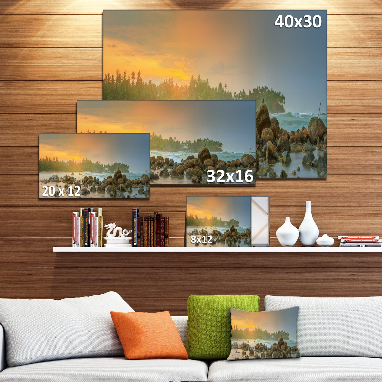 Untouched Tropical Beach Panorama - Extra Large Landscape Canvas Art Print