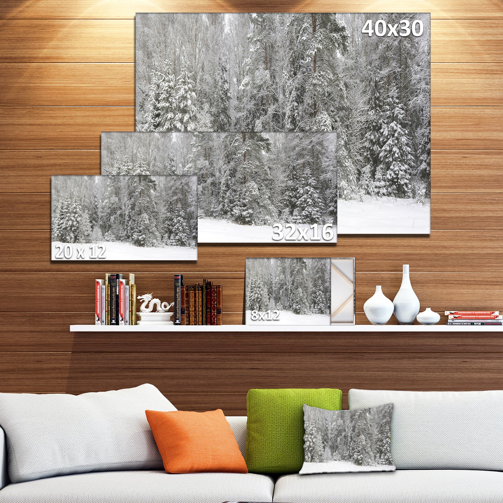 Foggy Winter Forest Panorama - Extra Large Landscape Canvas Art Print