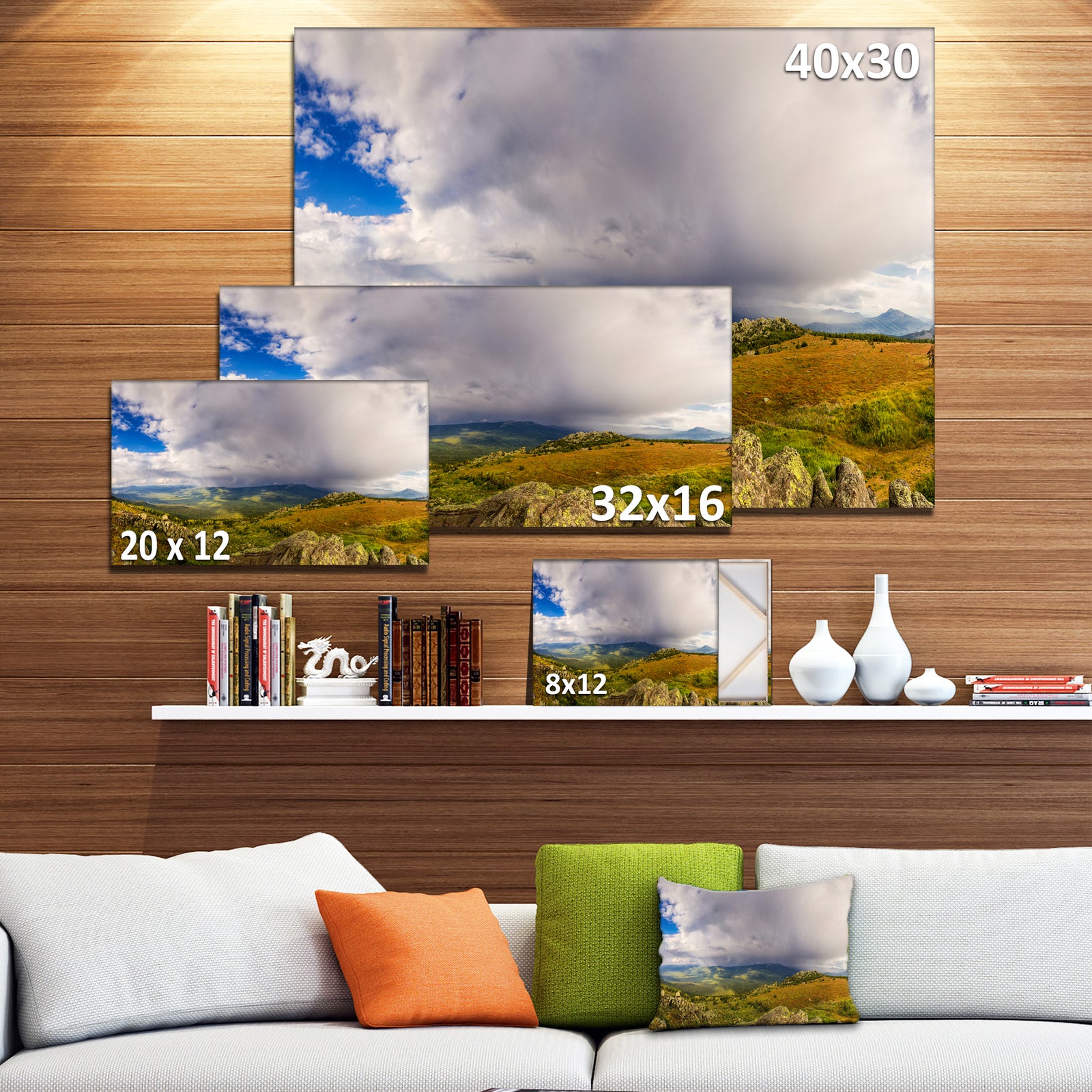 Stormy Sky with Clouds Panorama - Extra Large Landscape Canvas Art Print