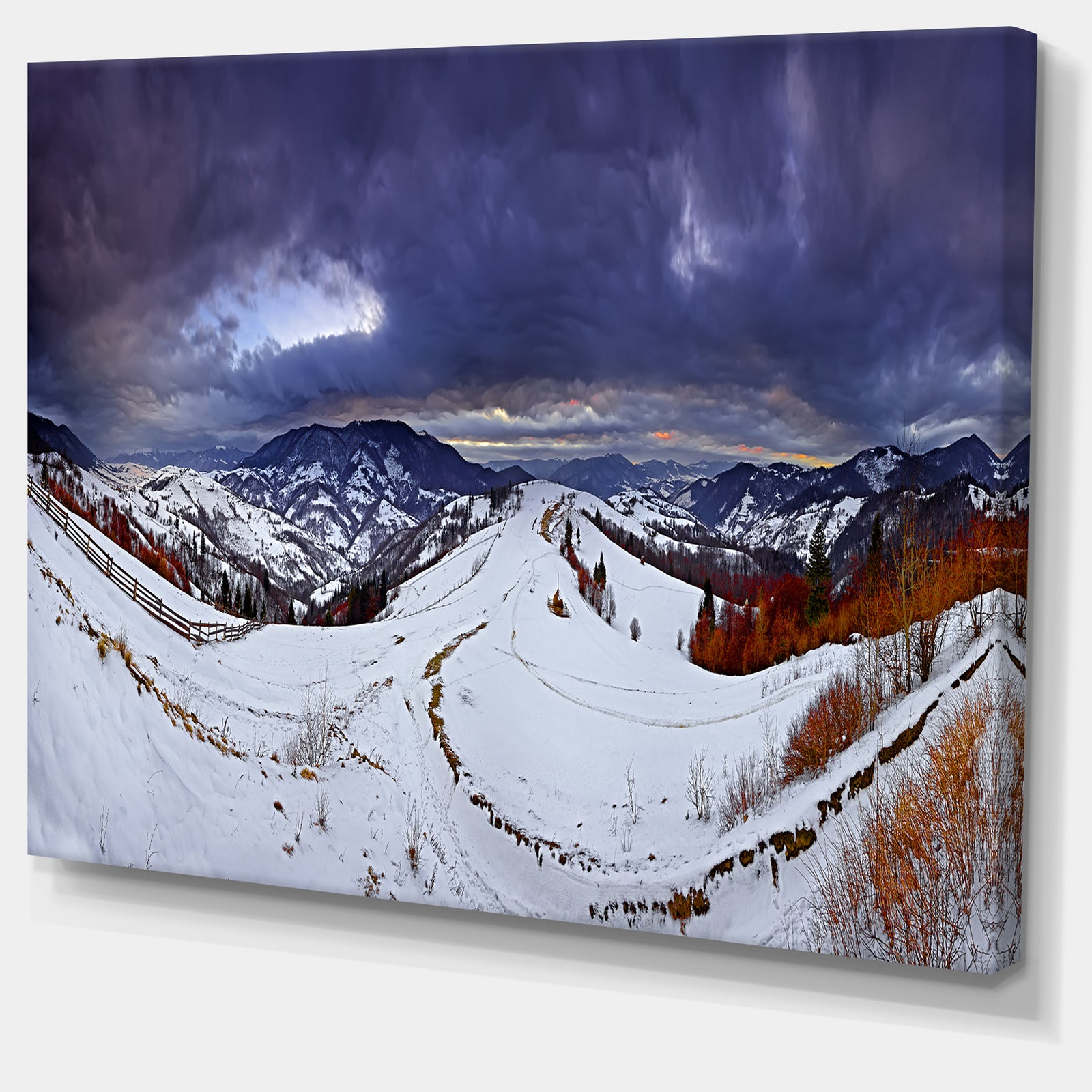Frosty Day in Mountains Panorama - Large Landscape Canvas Art Print