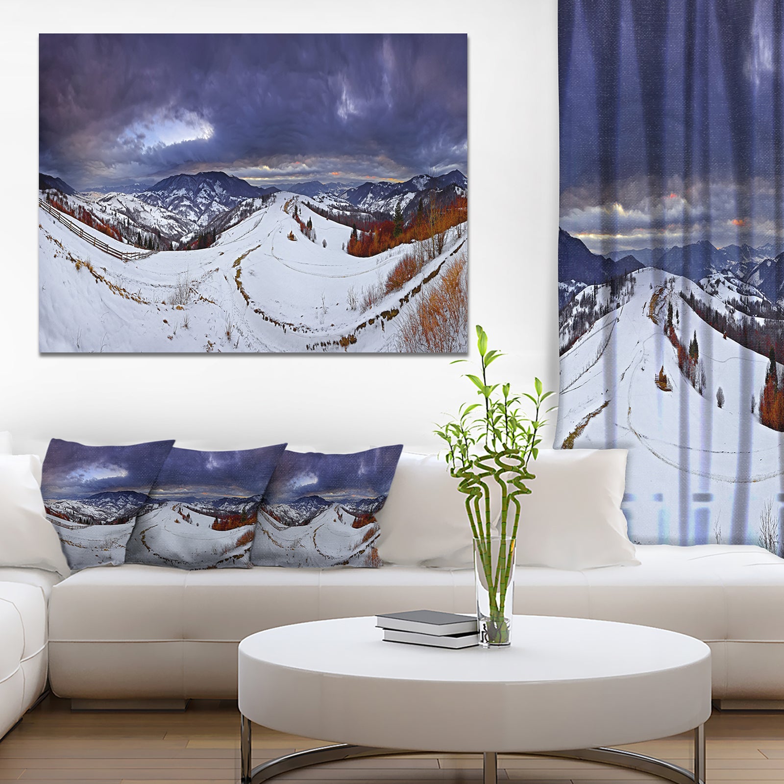 Frosty Day in Mountains Panorama - Large Landscape Canvas Art Print
