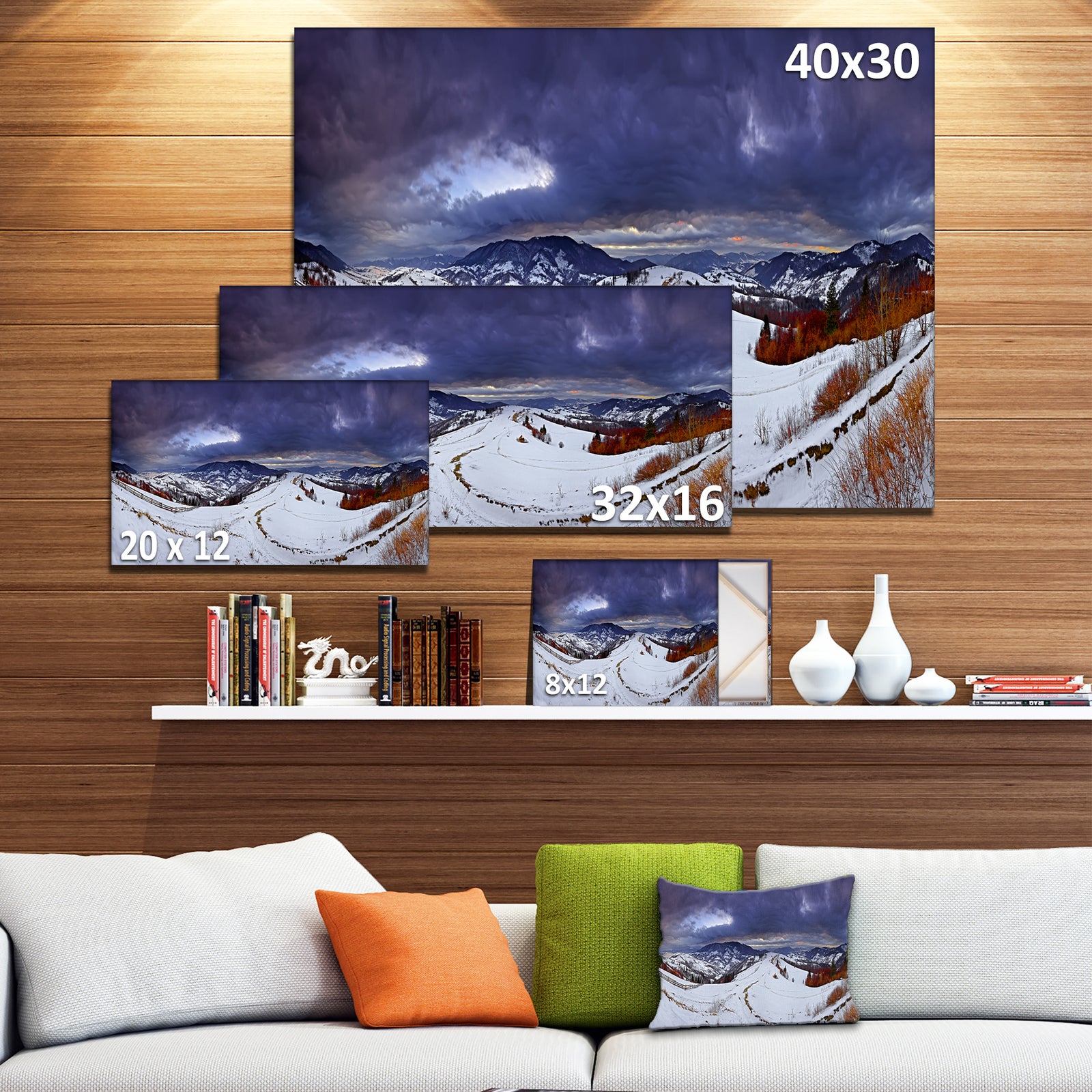 Frosty Day in Mountains Panorama - Large Landscape Canvas Art Print