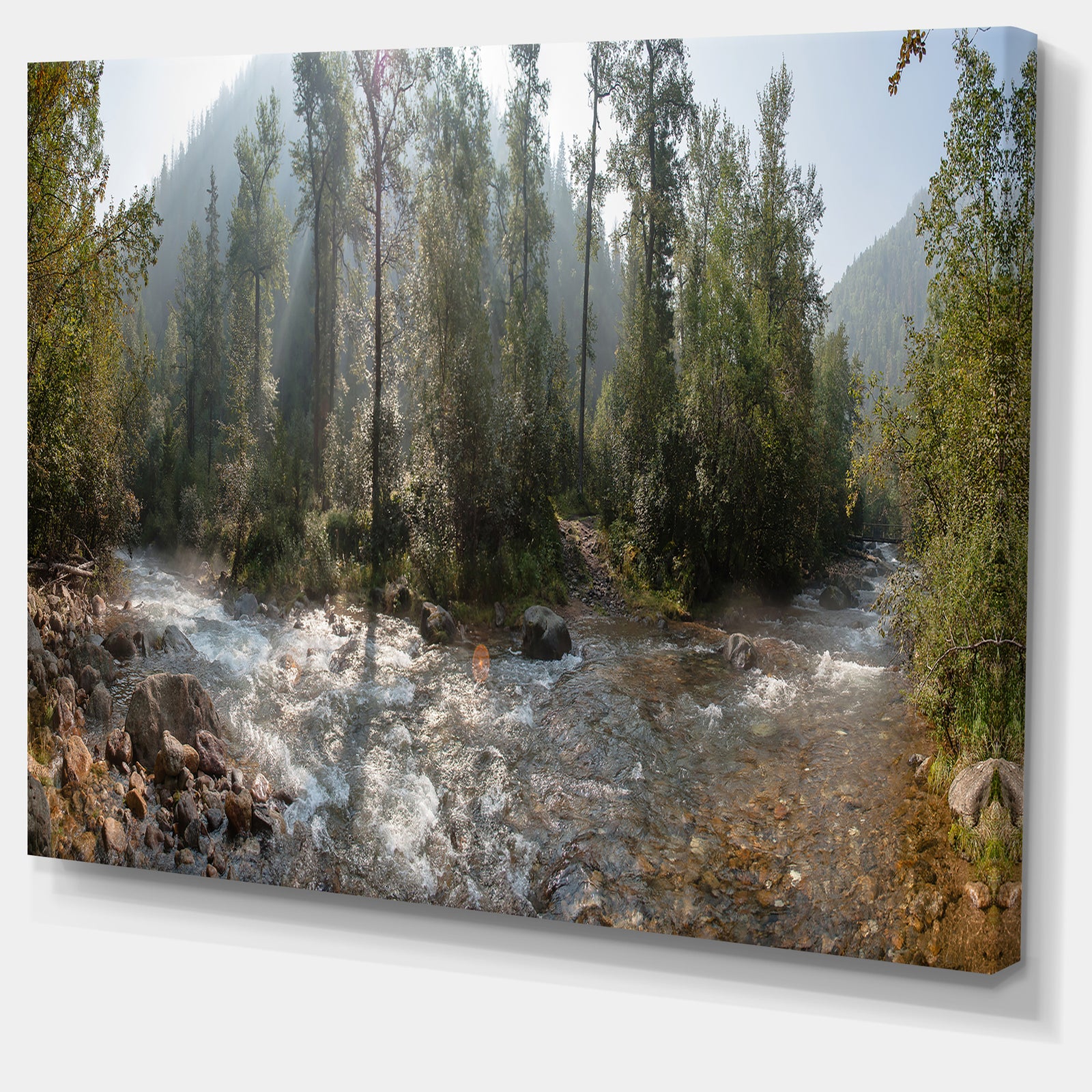 Mountain River Panorama - Extra Large Landscape Canvas Art Print