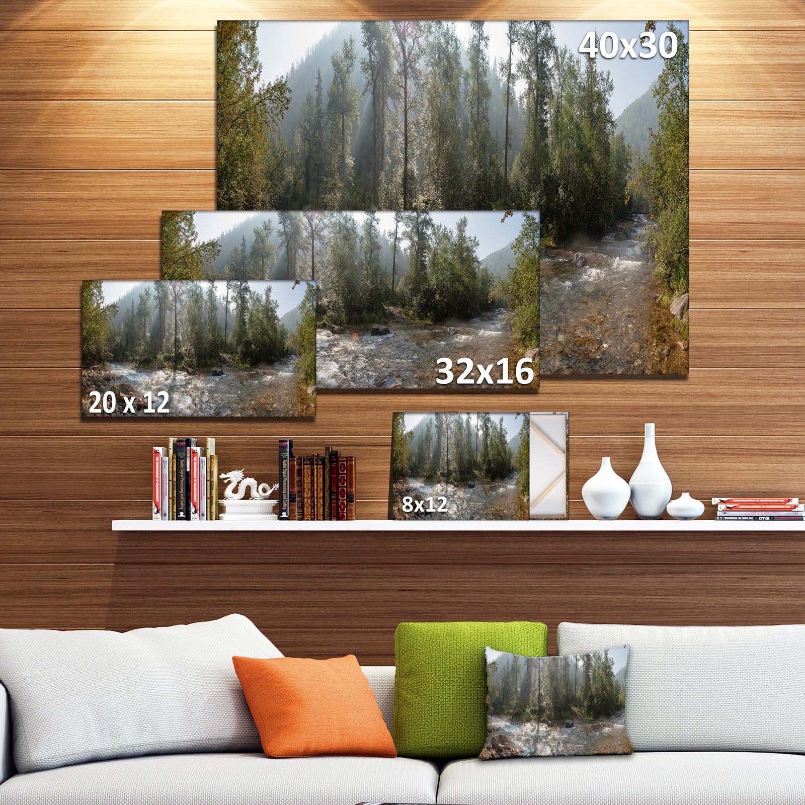Mountain River Panorama - Extra Large Landscape Canvas Art Print