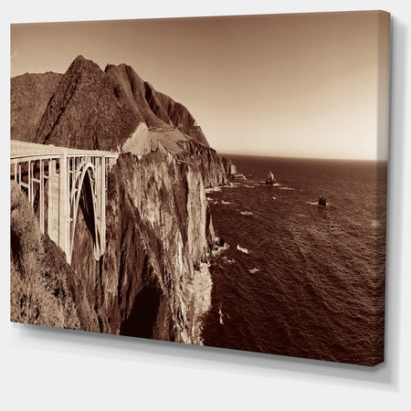 Bixby Bridge View Panorama - Extra Large Landscape Canvas Art Print