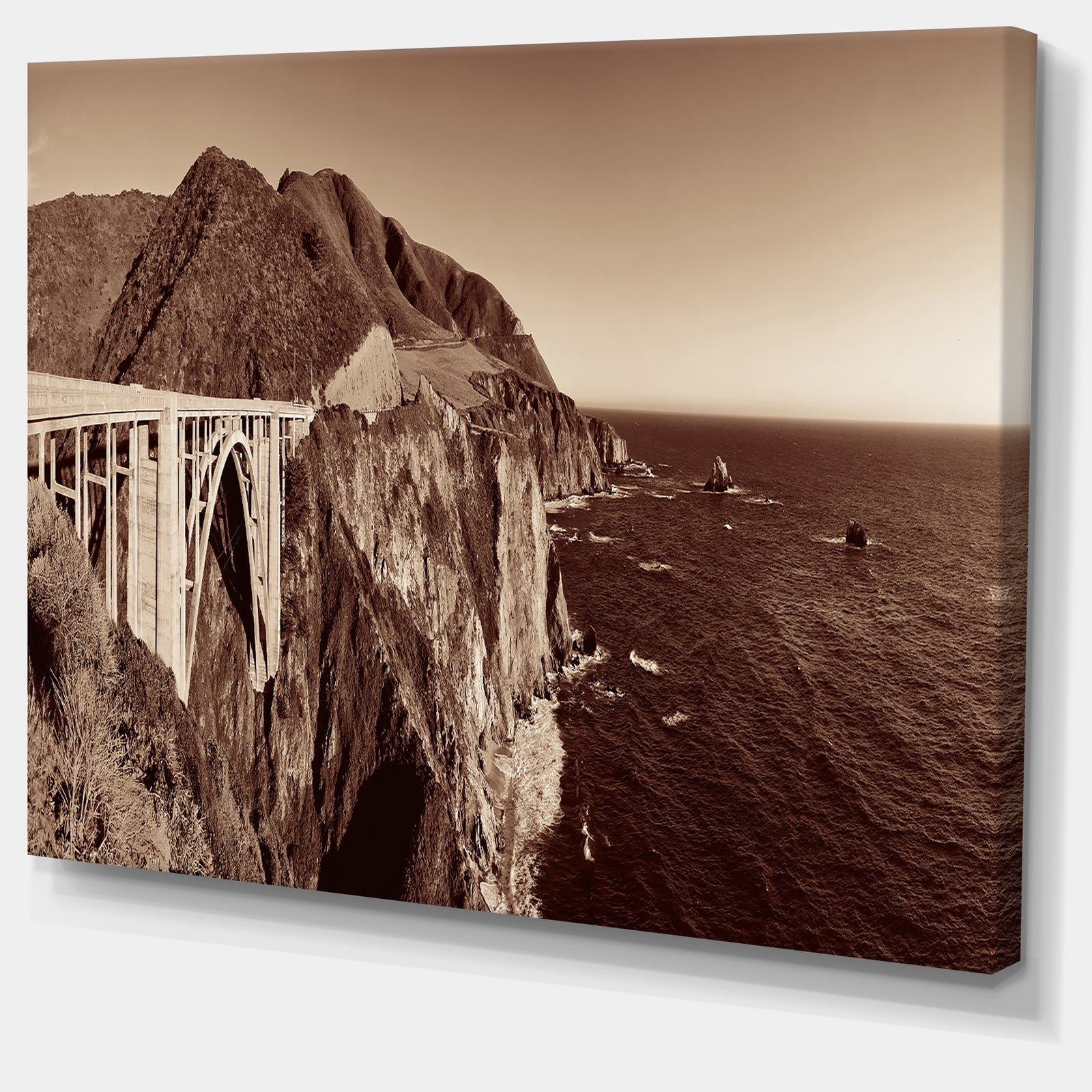 Bixby Bridge View Panorama - Extra Large Landscape Canvas Art Print