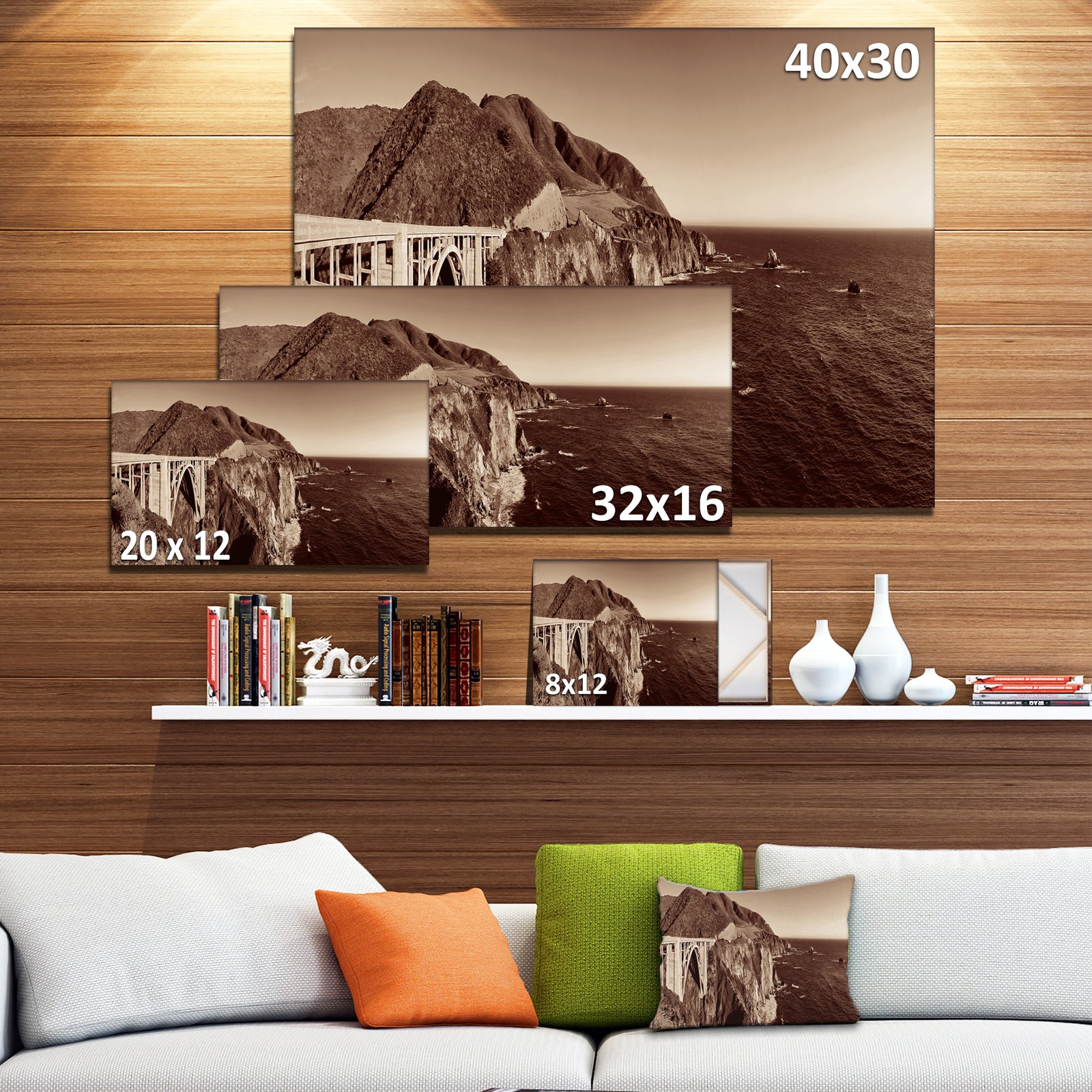 Bixby Bridge View Panorama - Extra Large Landscape Canvas Art Print