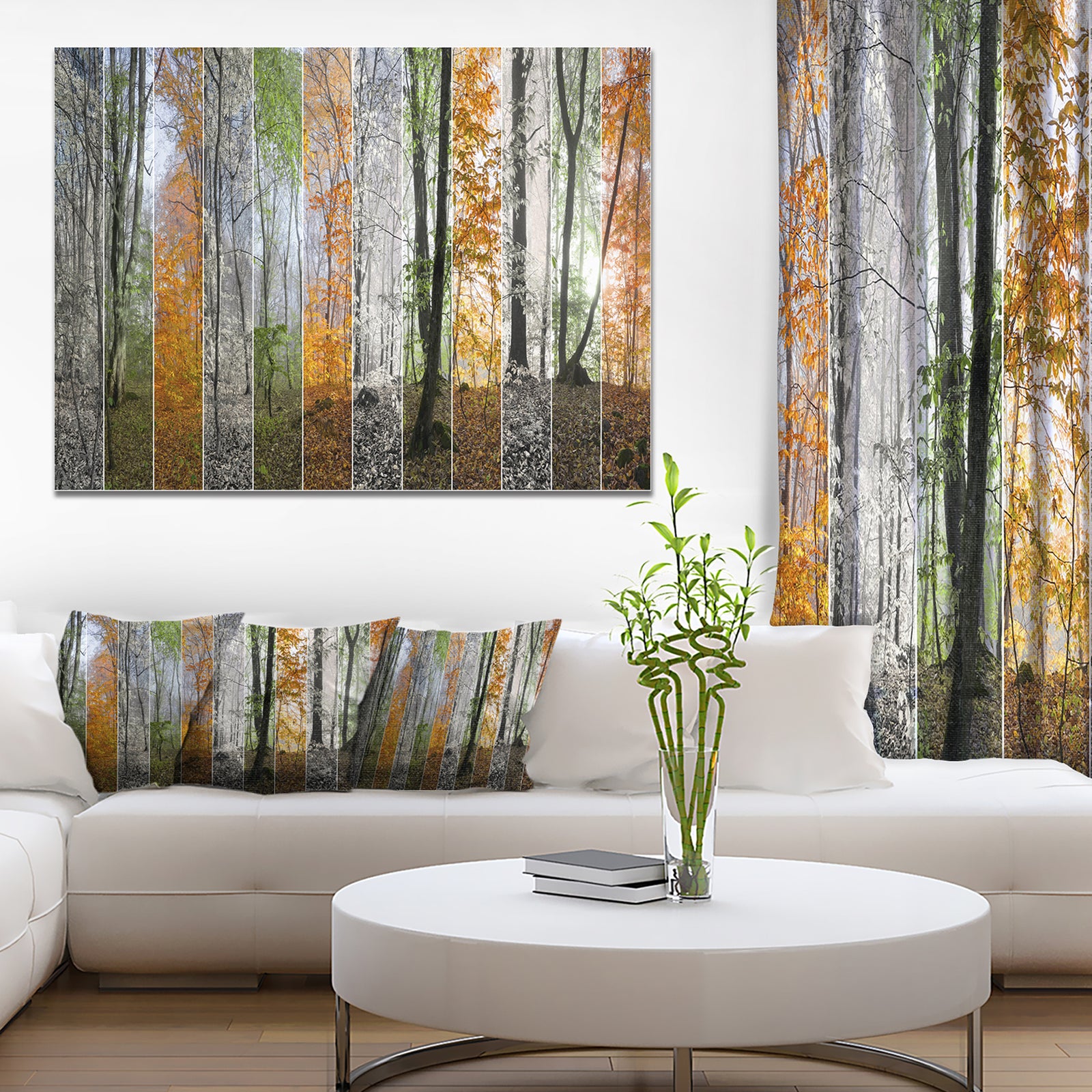 Wood Panorama Changing Seasons - Large Landscape Canvas Art Print