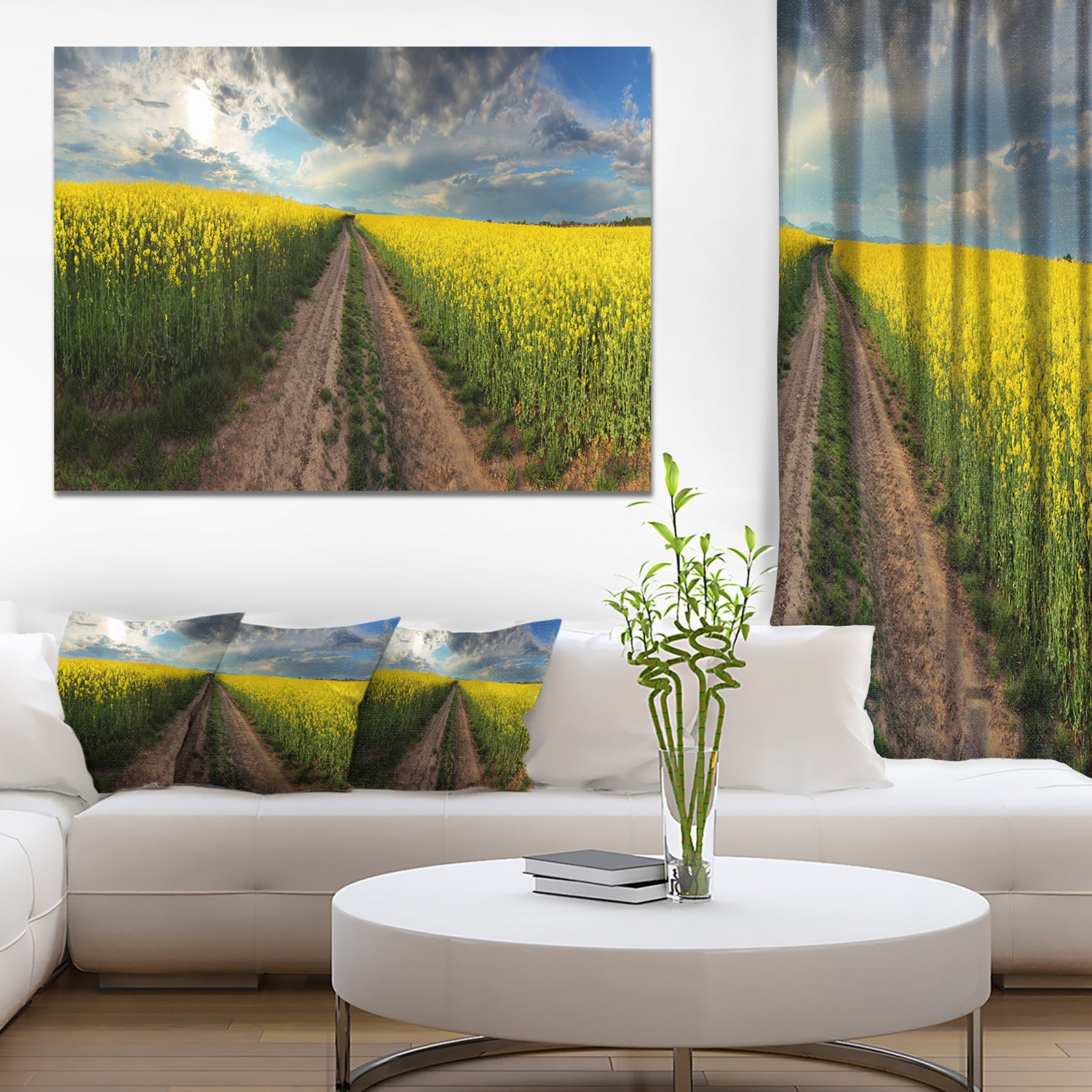 Sunset over Canola Panorama - Landscape Large Canvas Art Print