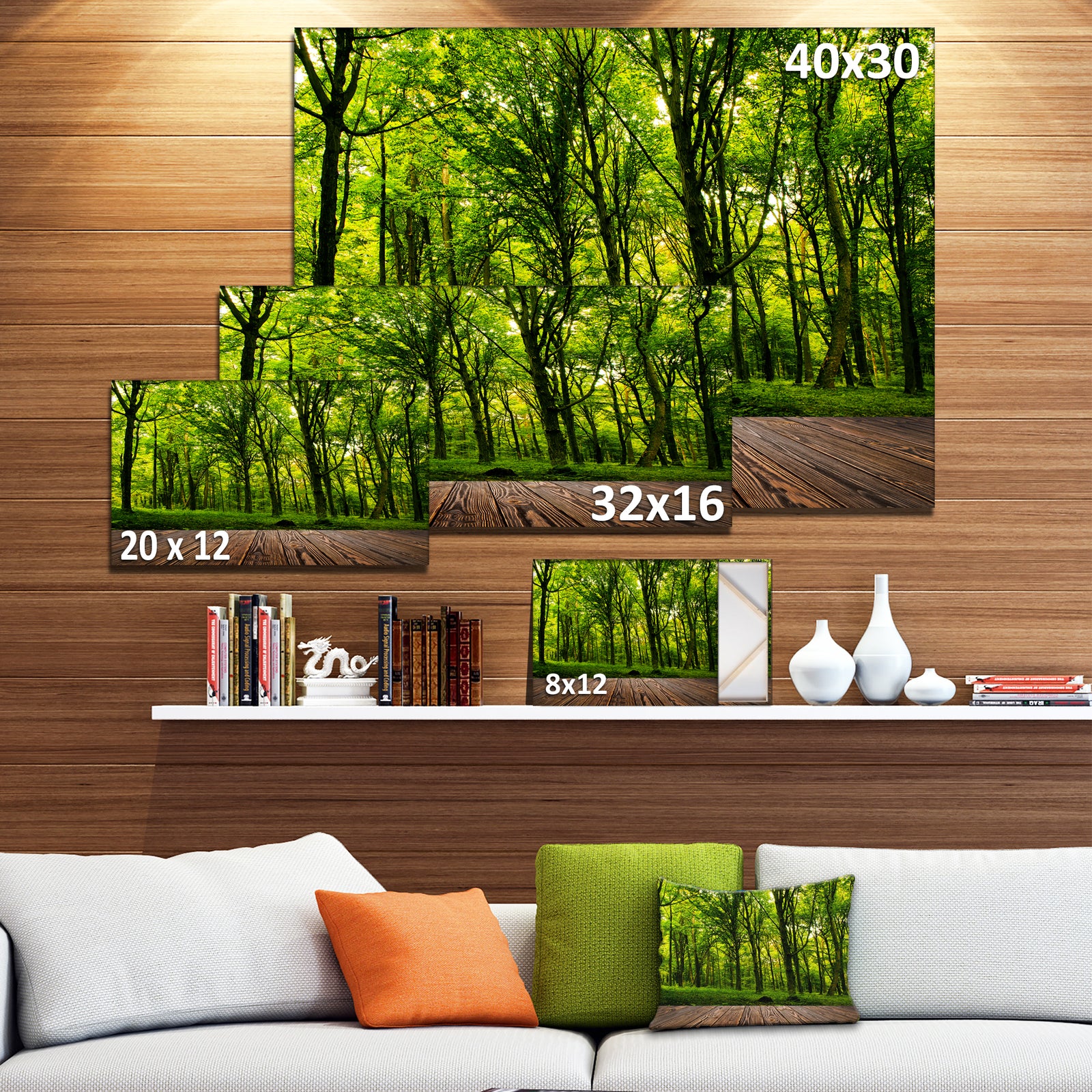 Green Forest with Dense Woods - Landscape Large Canvas Art Print