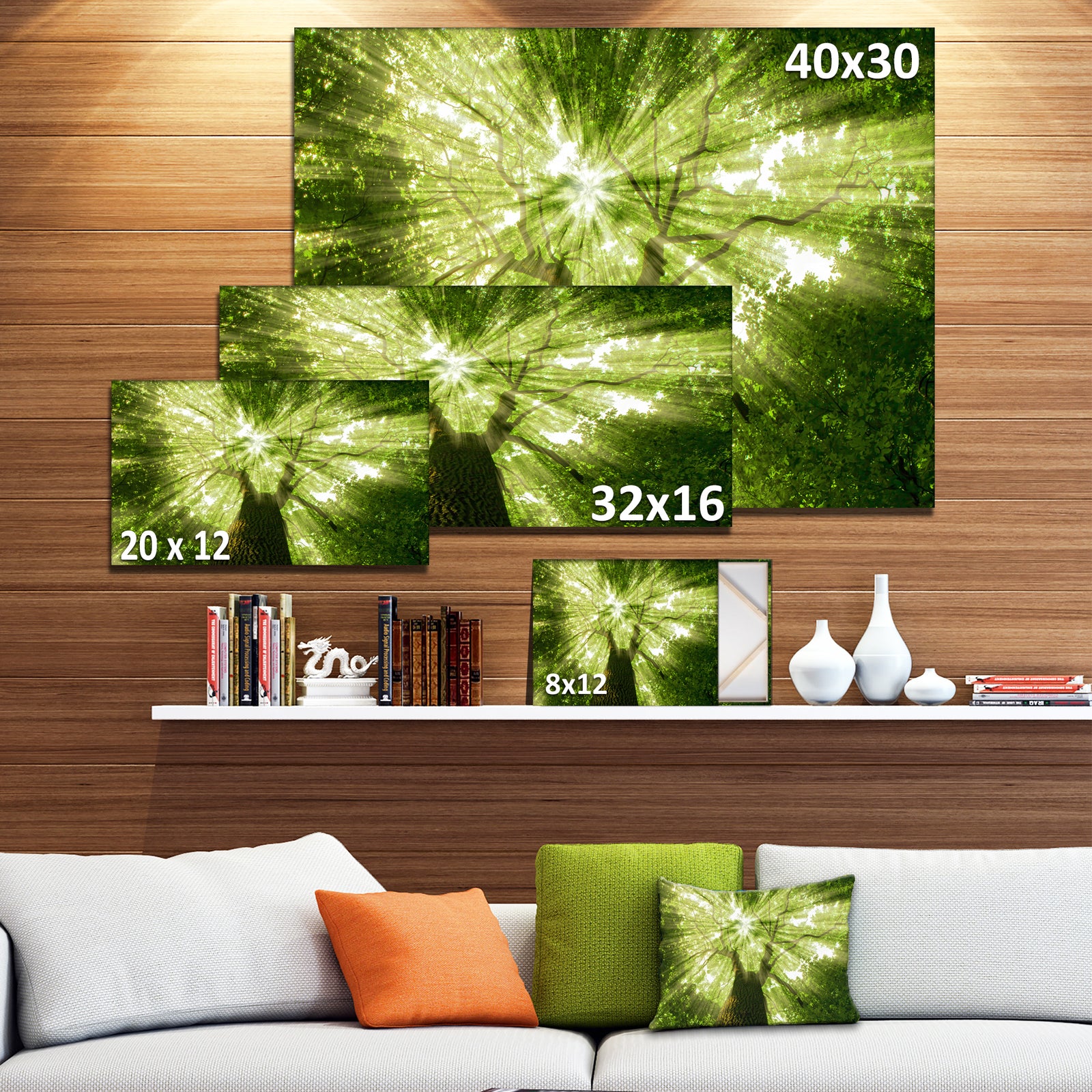 Sunlight Peeking through Green Tree - Landscape Large Canvas Art Print