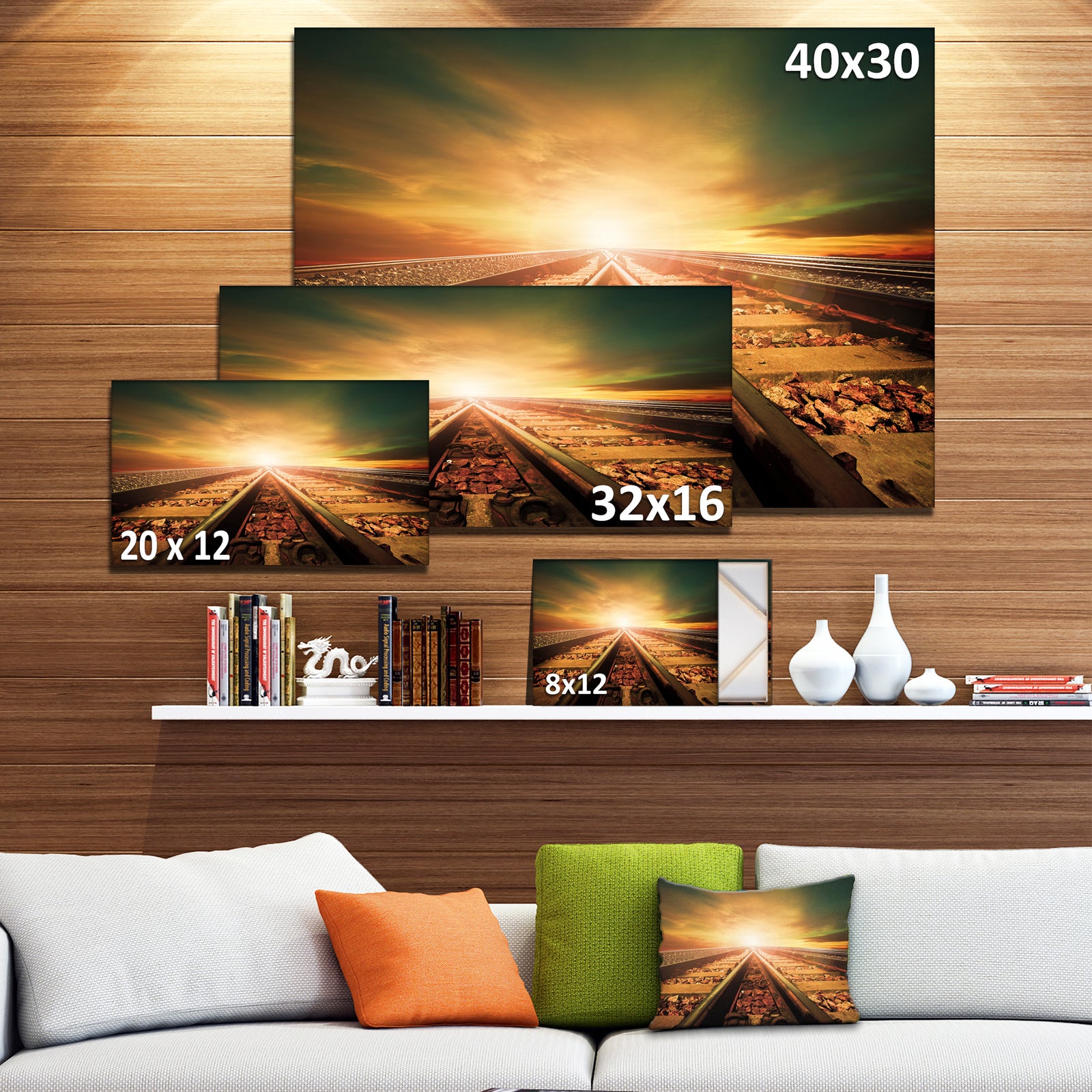 Junction of Railways Track - Landscape Large Canvas Art Print