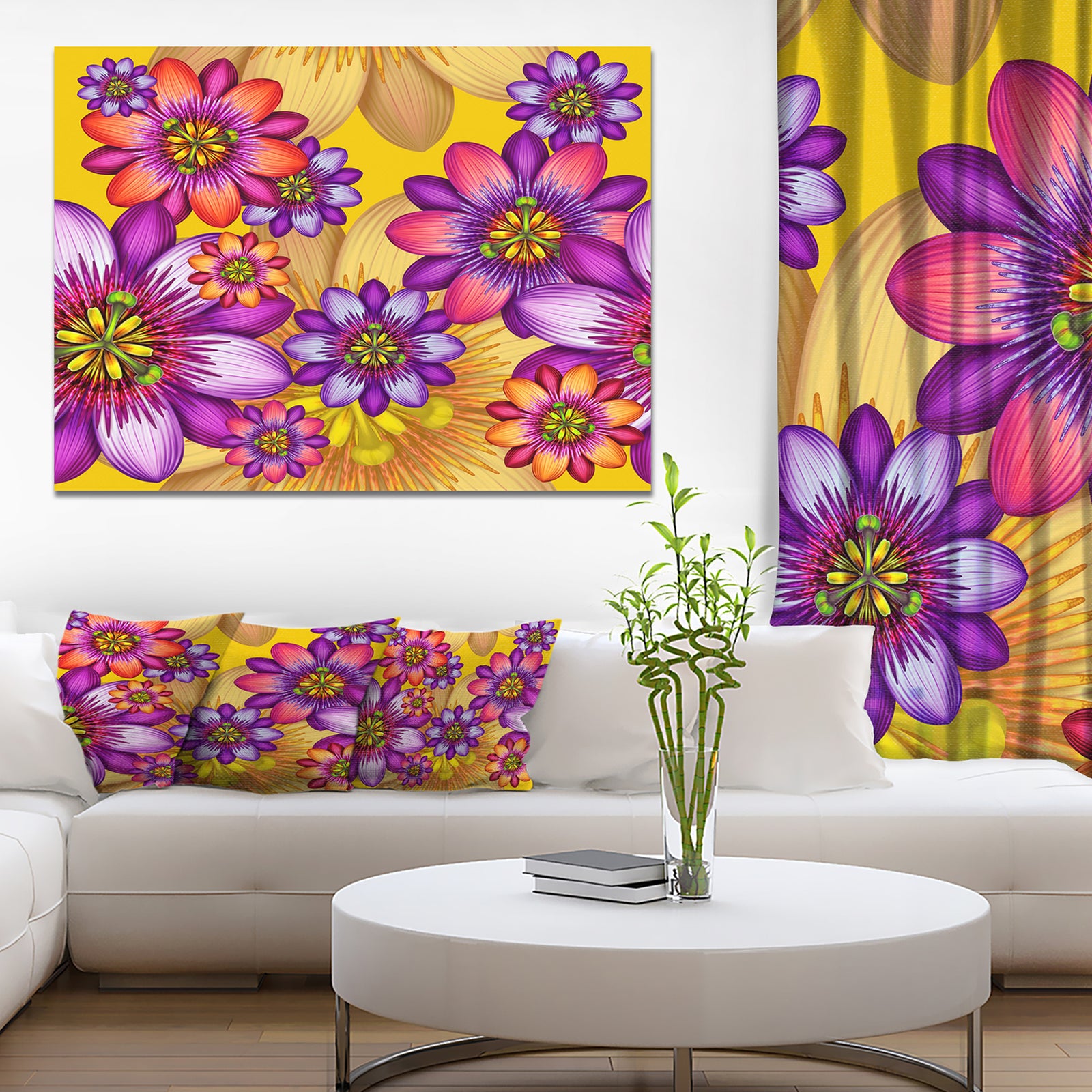 Passion Flowers Pattern - Modern Floral Large Canvas Art