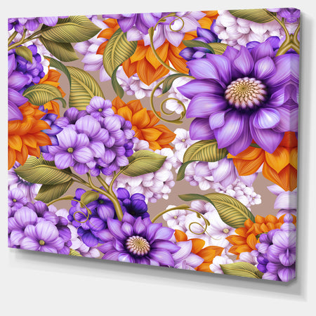 Floral Seamless Pattern - Modern Floral Large Canvas Art