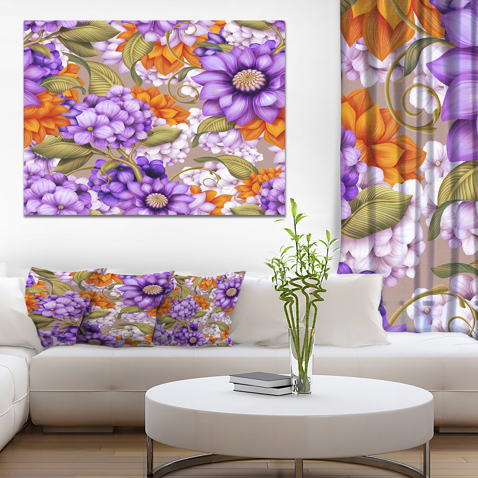 Floral Seamless Pattern - Modern Floral Large Canvas Art