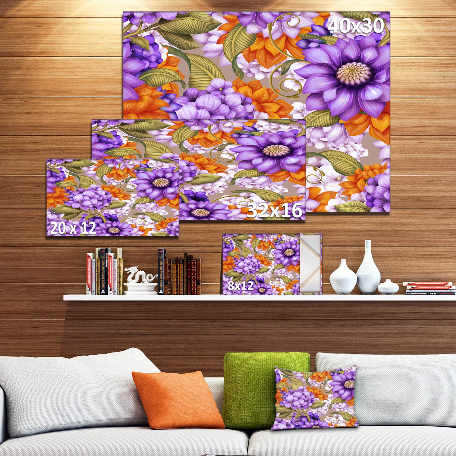 Floral Seamless Pattern - Modern Floral Large Canvas Art
