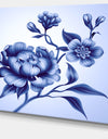 Blue Peony Rose and Sakura Flowers - Modern Floral Large Canvas Art