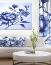 Blue Peony Rose and Sakura Flowers - Modern Floral Large Canvas Art