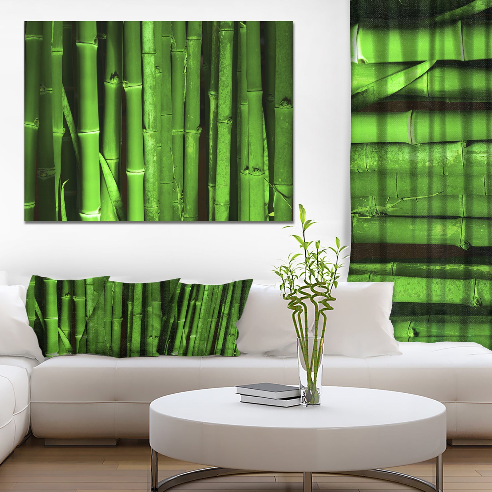 Green Bamboo Forest - Modern Floral Large Canvas Art
