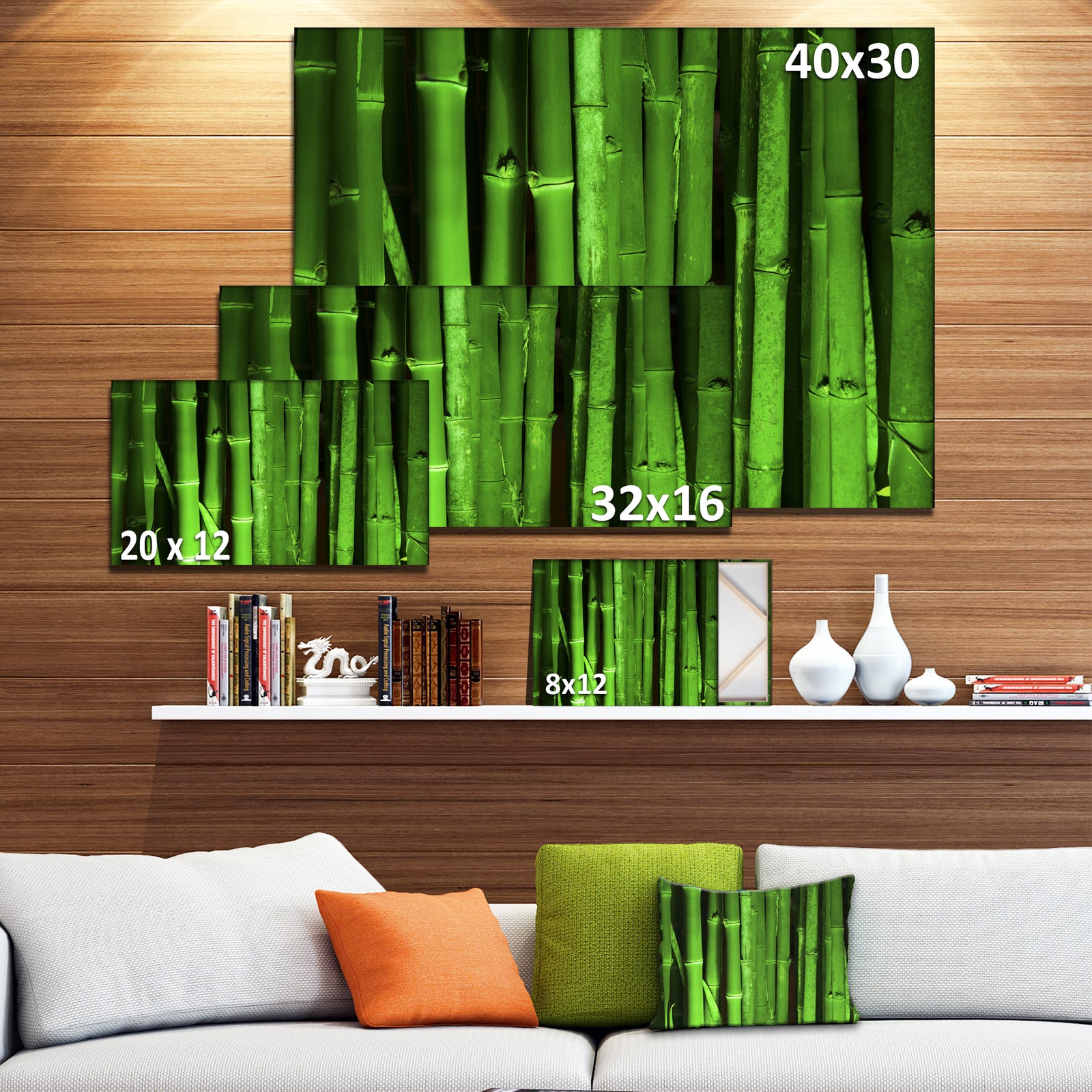 Green Bamboo Forest - Modern Floral Large Canvas Art