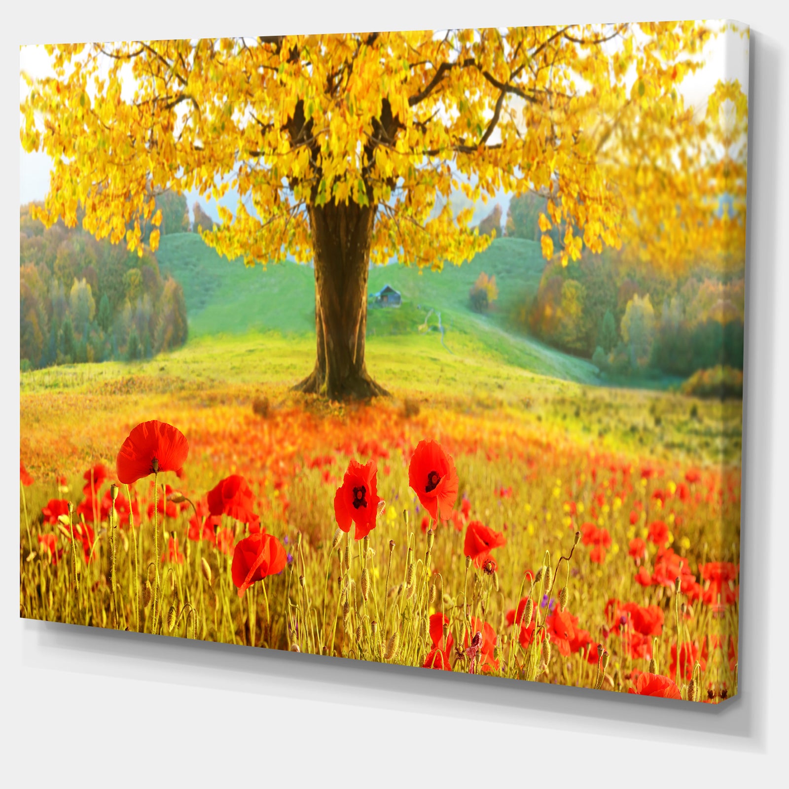 Beautiful Autumn Yellow Tree - Modern Floral Large Canvas Art