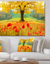 Beautiful Autumn Yellow Tree - Modern Floral Large Canvas Art