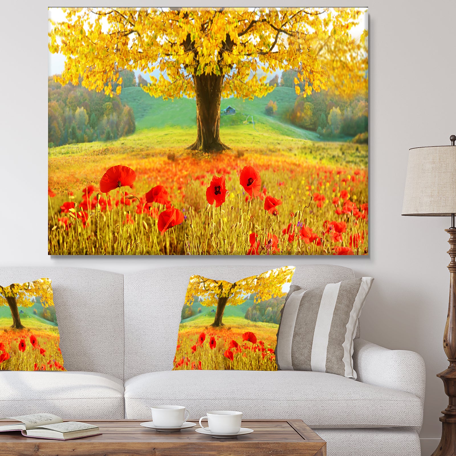 Beautiful Autumn Yellow Tree - Modern Floral Large Canvas Art