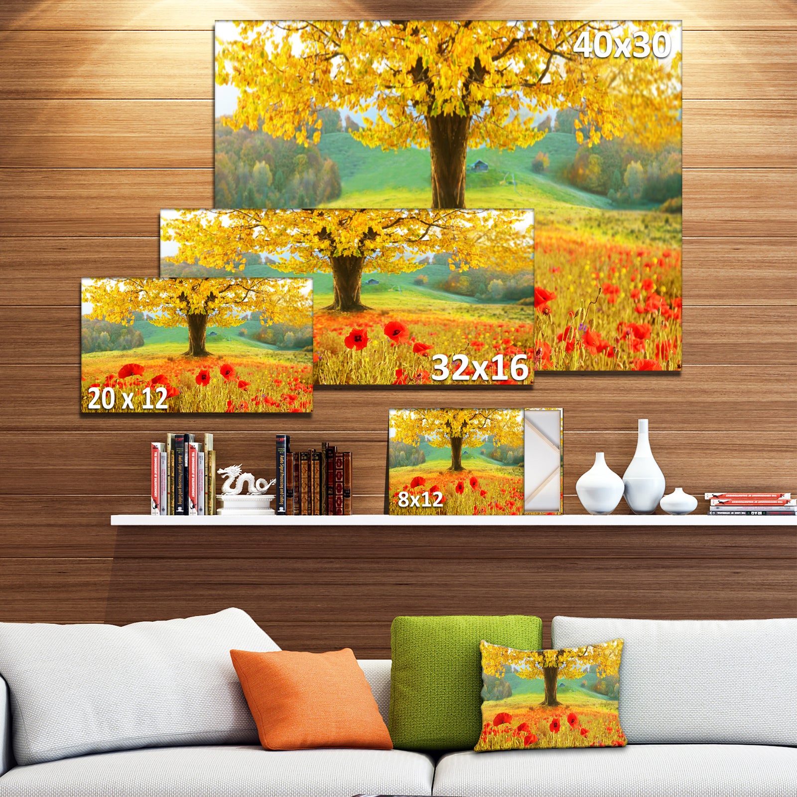 Beautiful Autumn Yellow Tree - Modern Floral Large Canvas Art