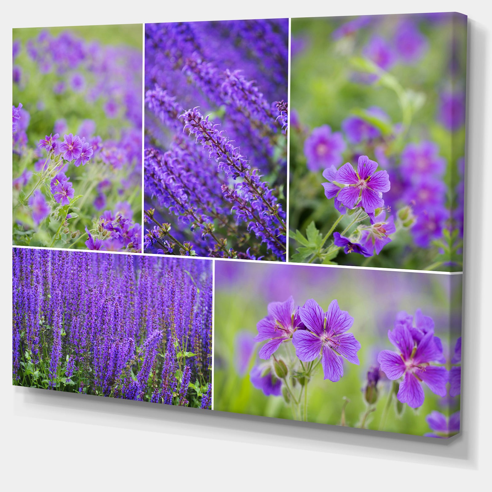 Blue Spring Flowers Collage - Modern Floral Large Canvas Art
