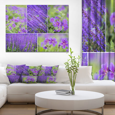 Blue Spring Flowers Collage - Modern Floral Large Canvas Art