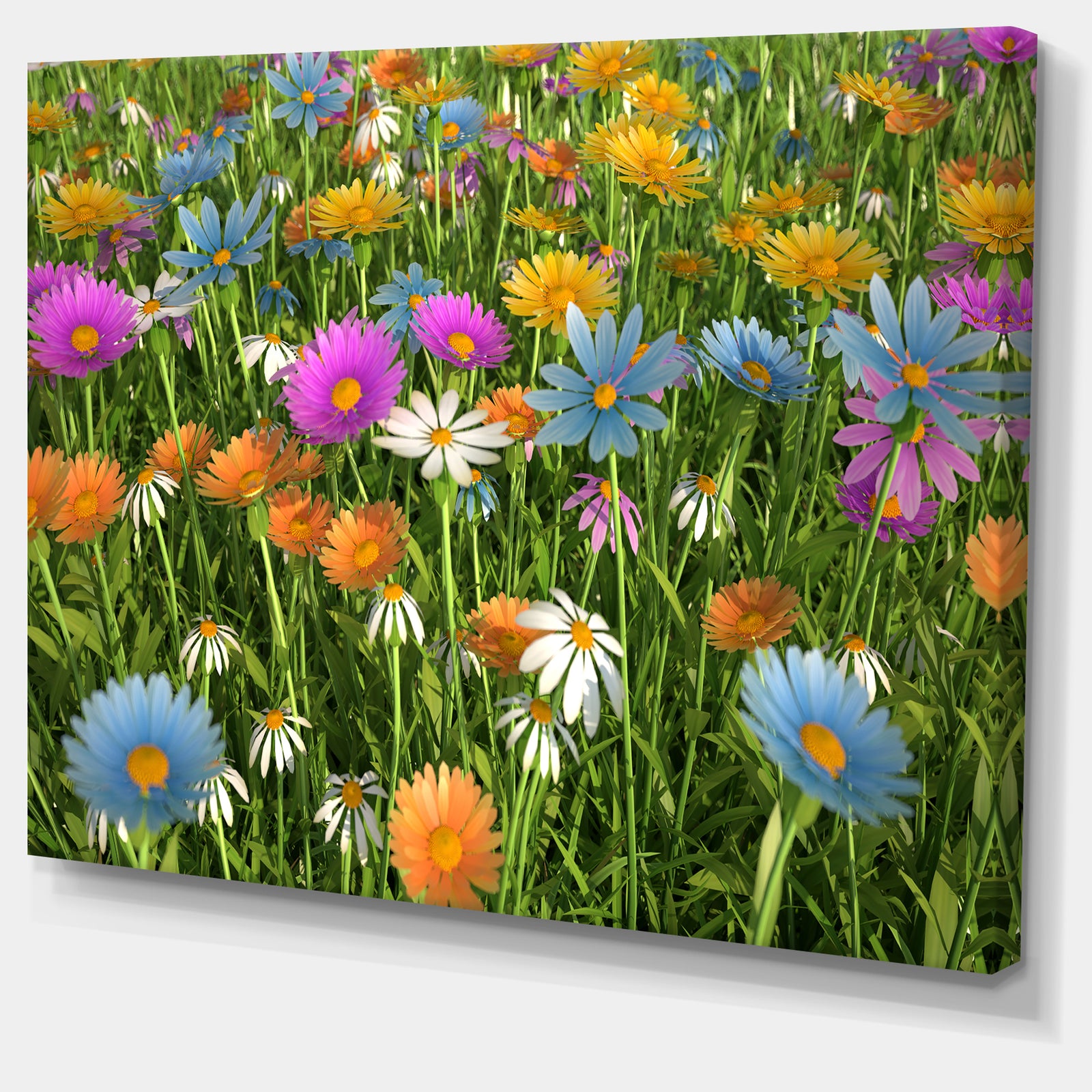 Different Color Flowers in Field - Modern Floral Large Canvas Art