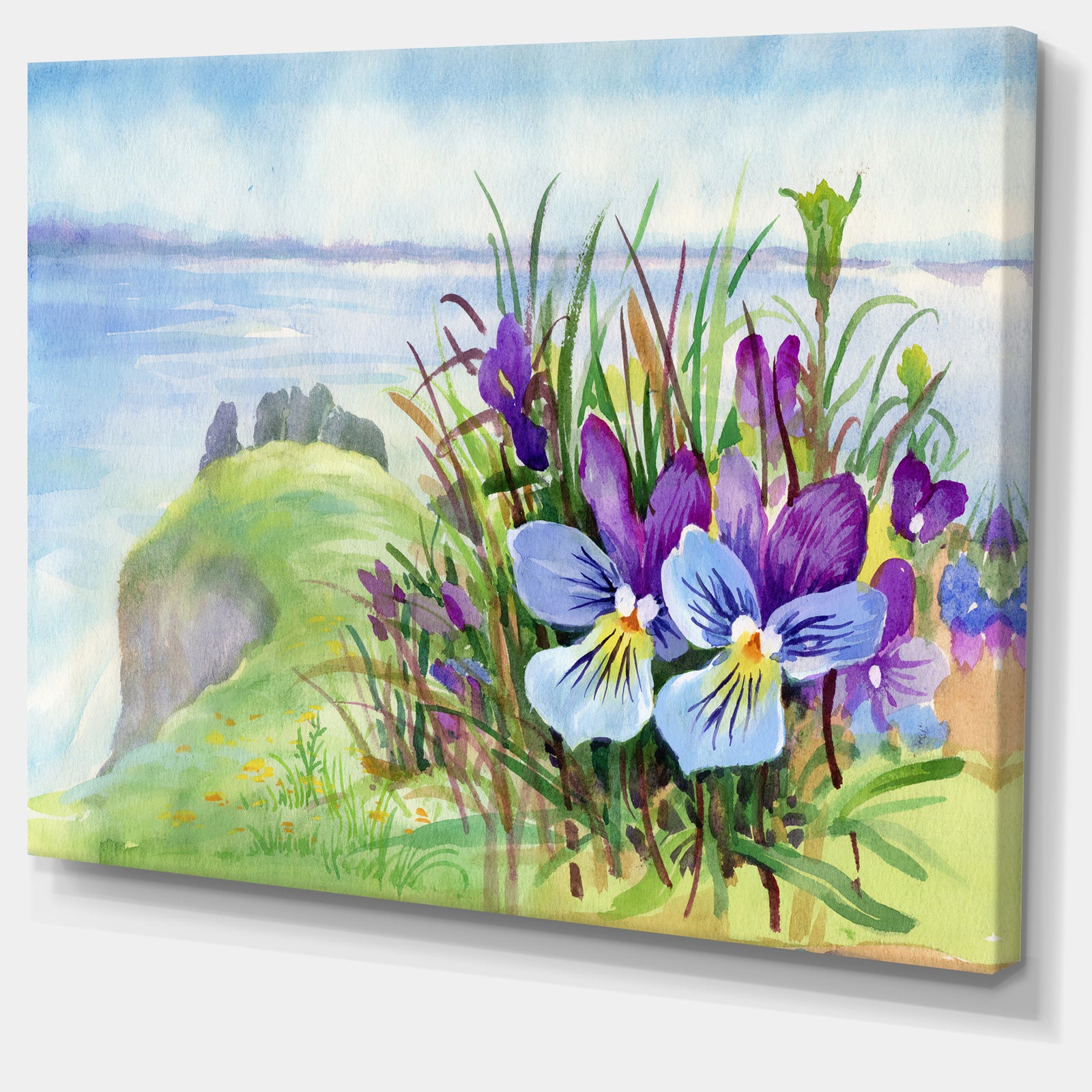Spring Violet Flowers on Mountain - Floral Canvas Wall Art