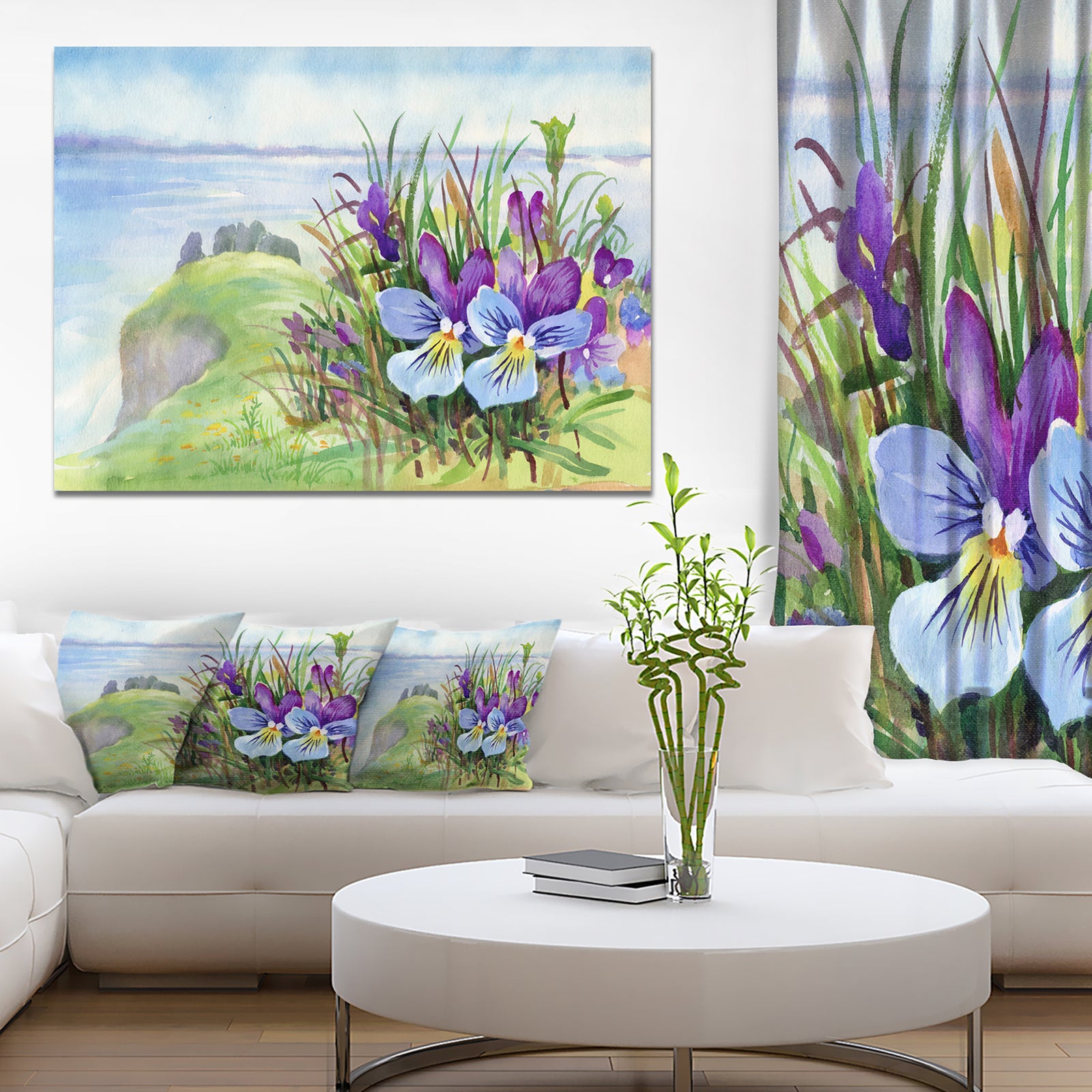 Spring Violet Flowers on Mountain - Floral Canvas Wall Art