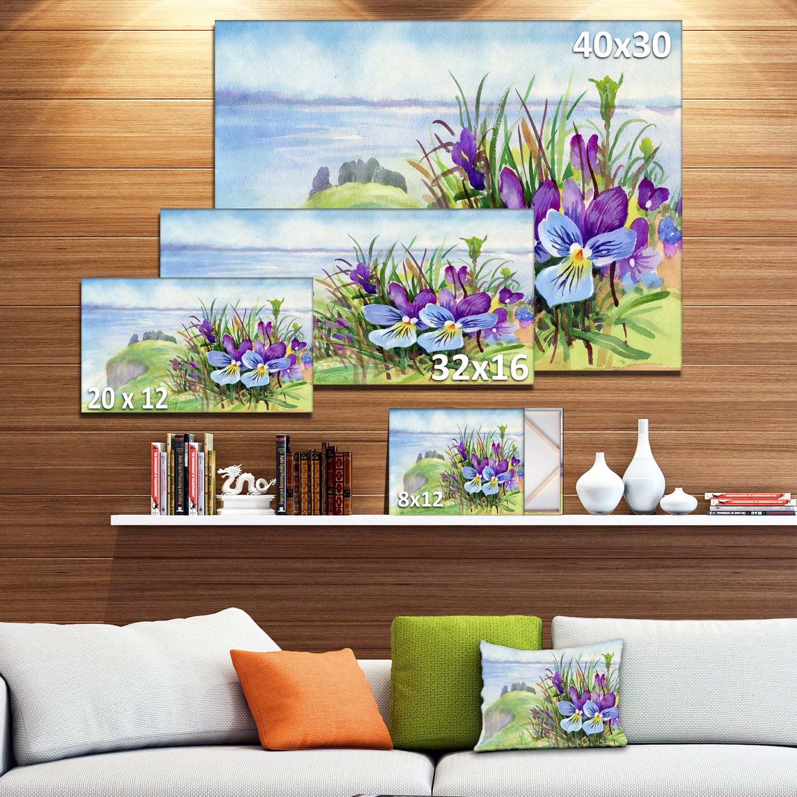 Spring Violet Flowers on Mountain - Floral Canvas Wall Art