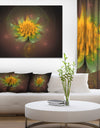 Fractal Yellow Flower on Black - Floral Canvas Wall Art