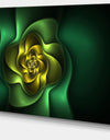 Fractal Green Flower on Black - Floral Canvas Wall Art