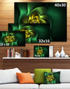 Fractal Green Flower on Black - Floral Canvas Wall Art