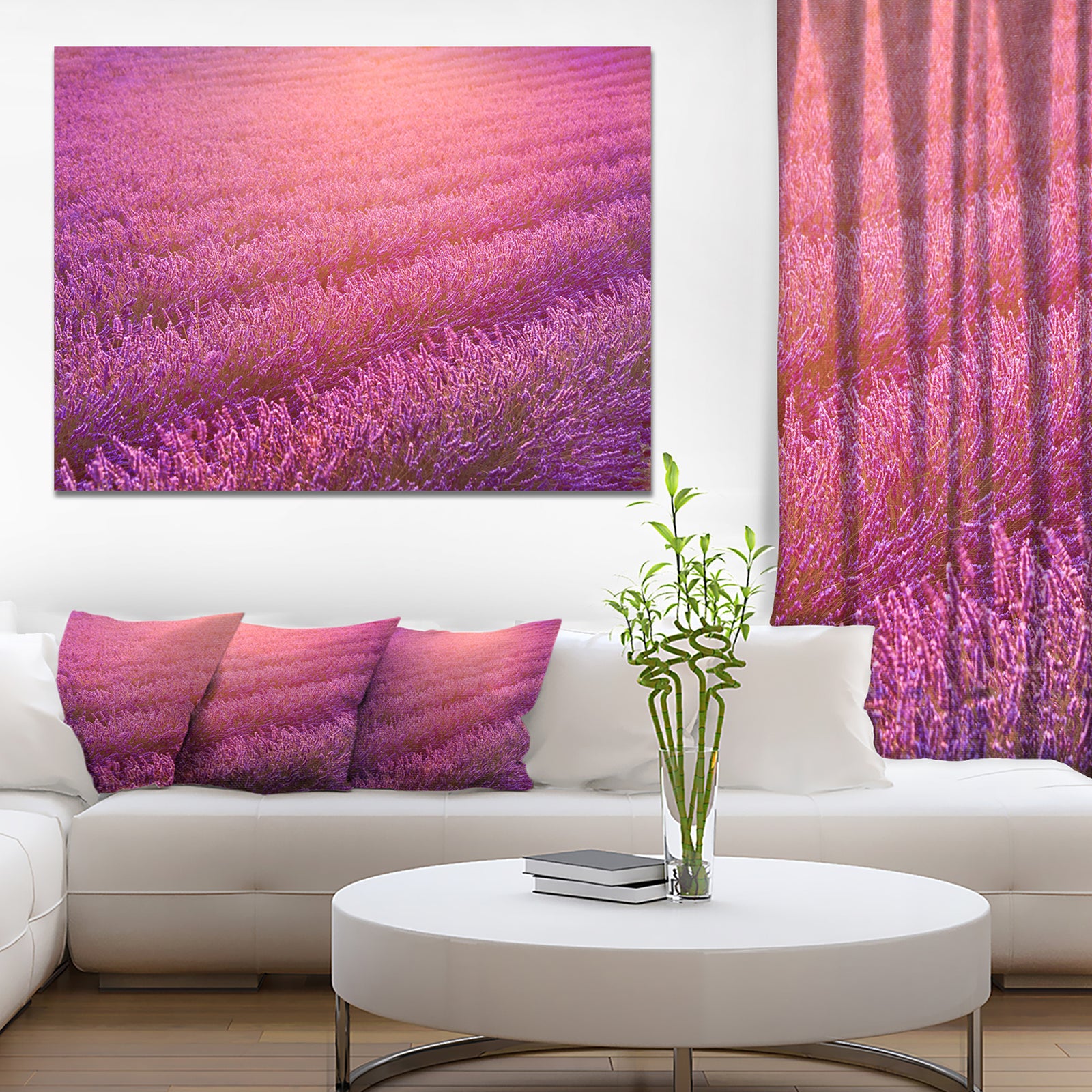 Lavender Field and Ray of Light - Floral Canvas Wall Art