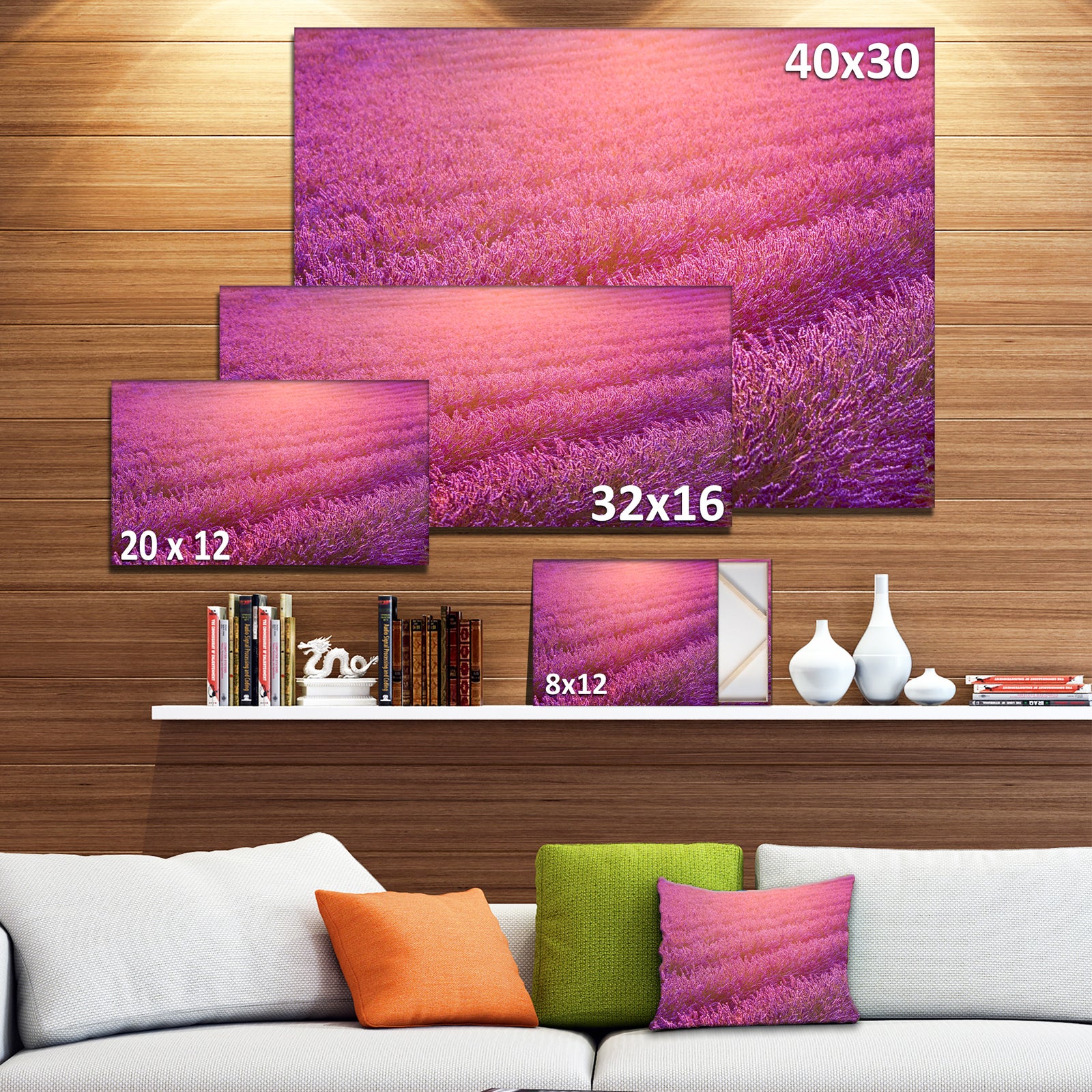 Lavender Field and Ray of Light - Floral Canvas Wall Art
