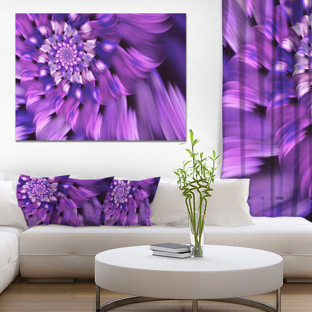 Blue Flower Shaped Fractal Art - Floral Canvas Wall Art