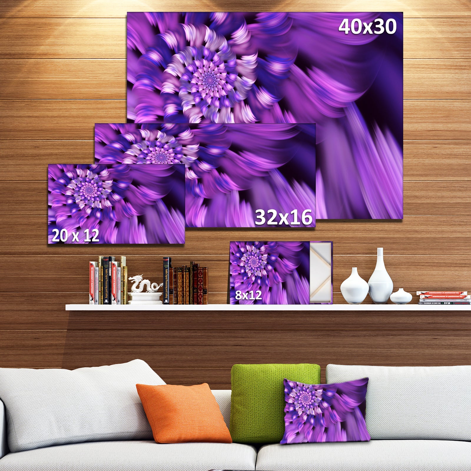 Blue Flower Shaped Fractal Art - Floral Canvas Wall Art