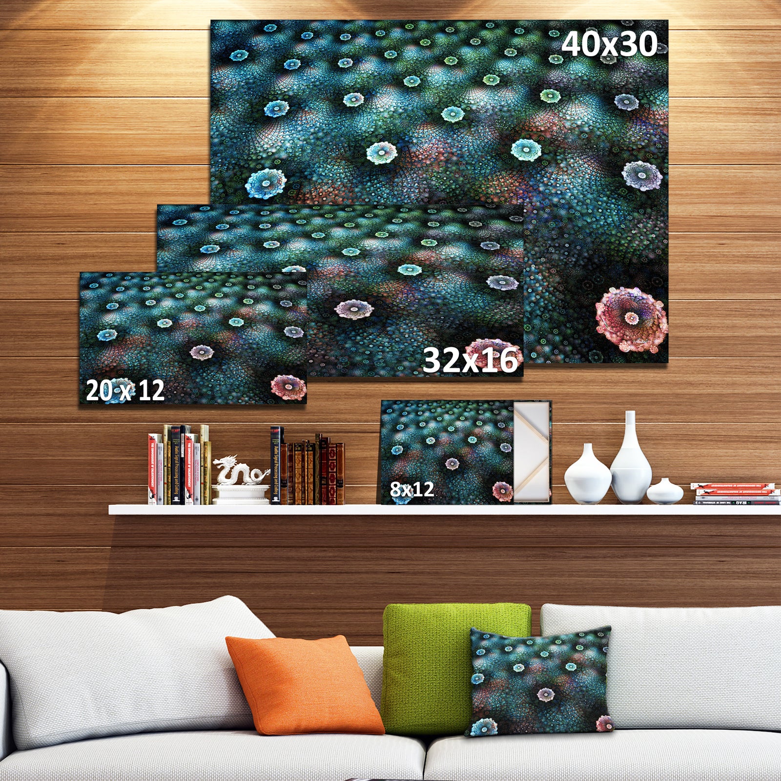 Blue Flowers on Alien Planet - Floral Canvas Wall Art