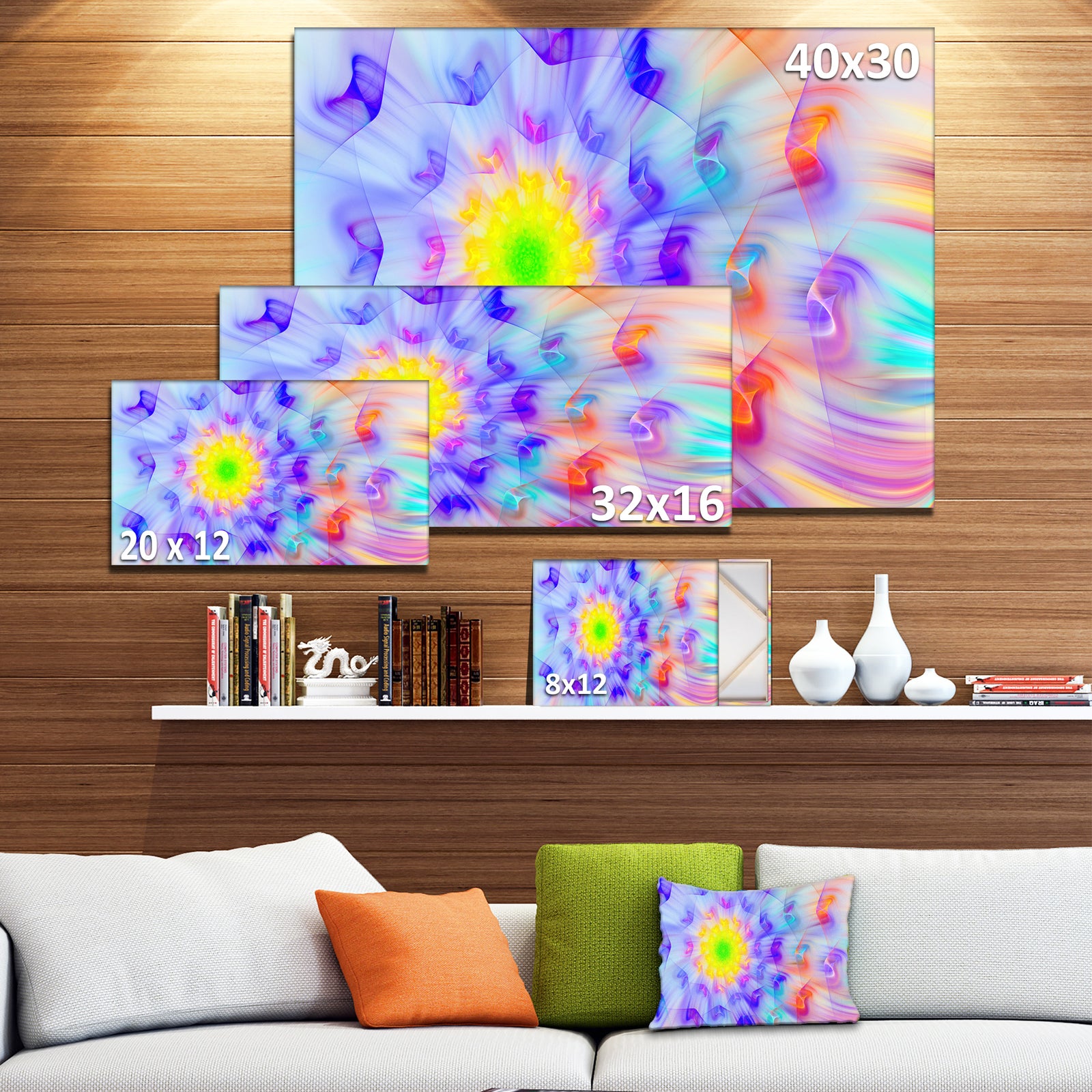 Large Yellow Alien Fractal Flower - Floral Canvas Wall Art