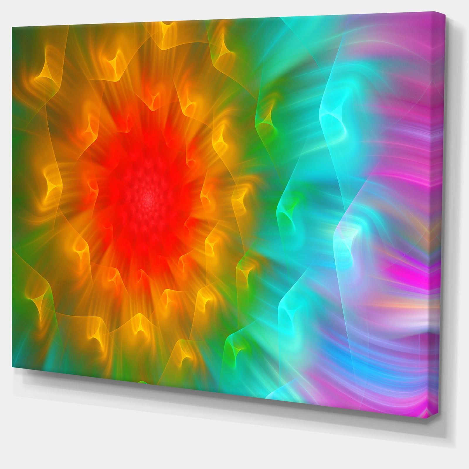 Large Red Alien Fractal Flower - Floral Canvas Wall Art