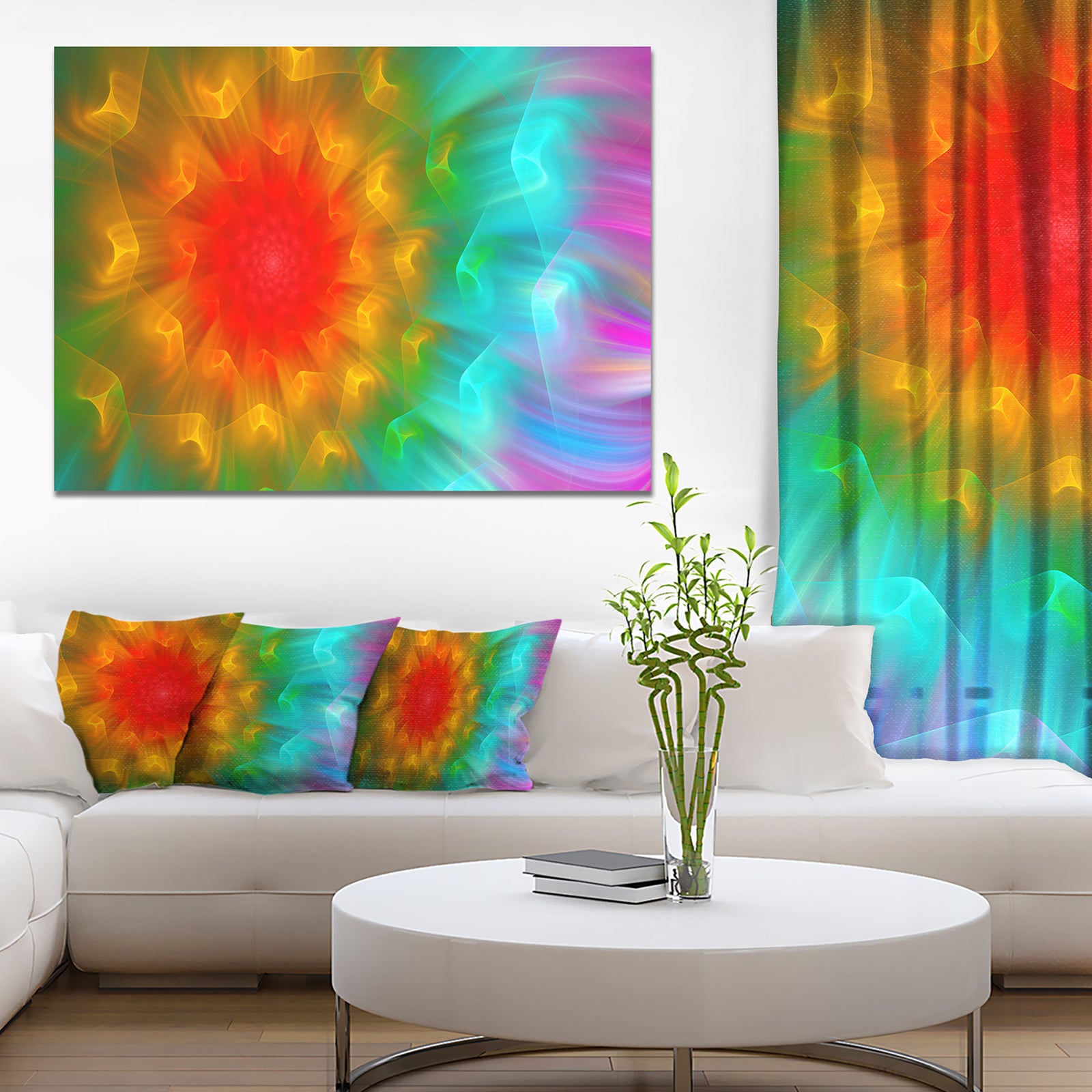Large Red Alien Fractal Flower - Floral Canvas Wall Art