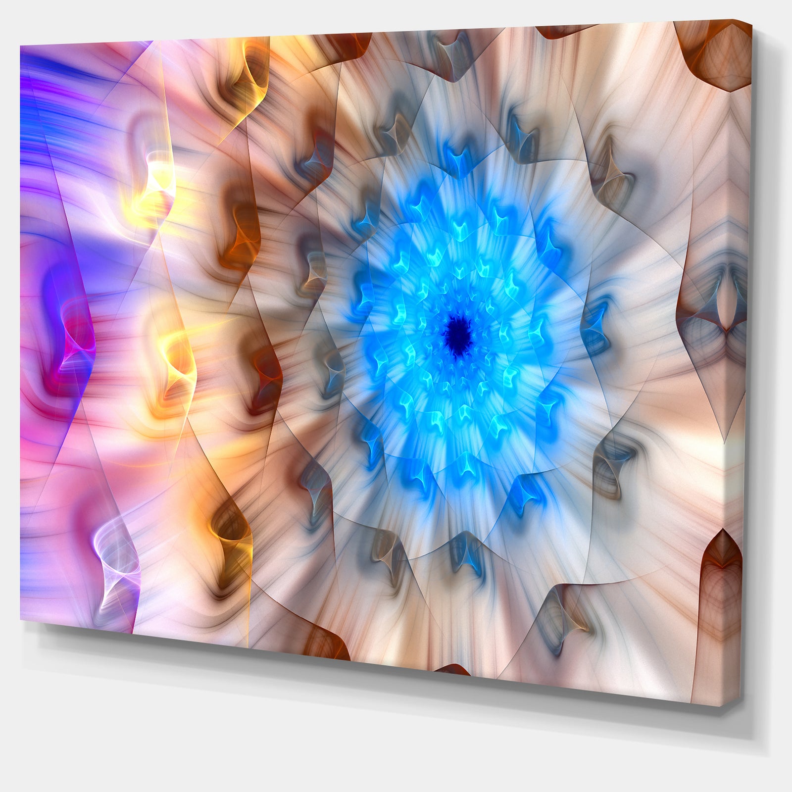 Blue Fractal Petals Dandelion - Floral Canvas Wall Art