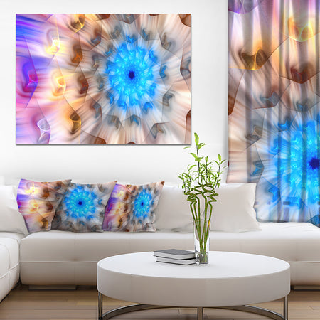 Blue Fractal Petals Dandelion - Floral Canvas Wall Art
