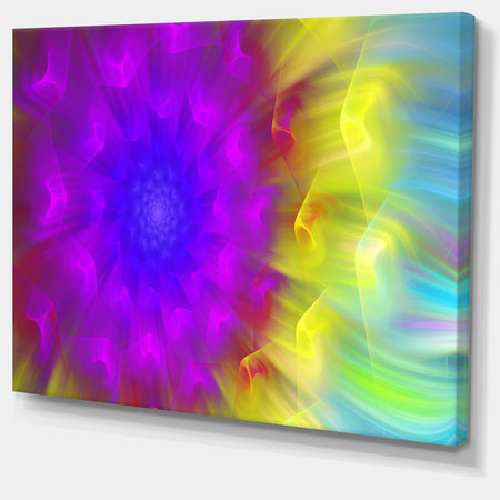 Purple Fractal Petals Dandelion - Floral Canvas Wall Art