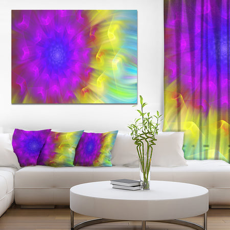 Purple Fractal Petals Dandelion - Floral Canvas Wall Art